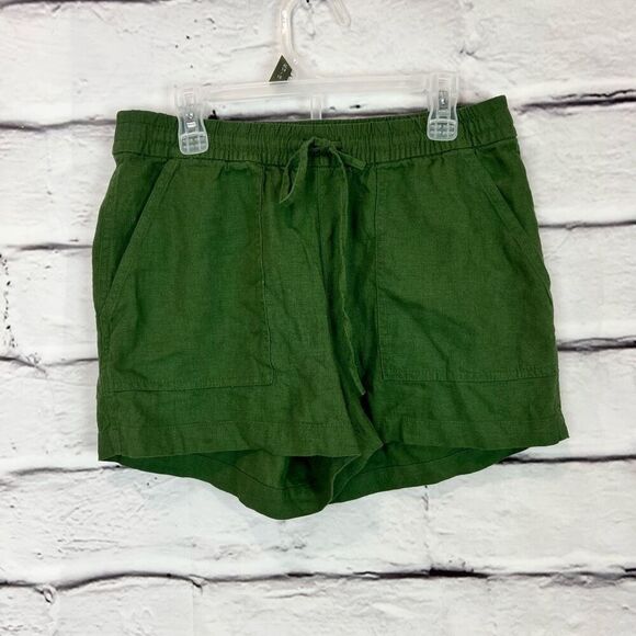 J. Crew Women's Drawstring Shorts 2XS Olive Green Casual Summer linen - Picture 2 of 7
